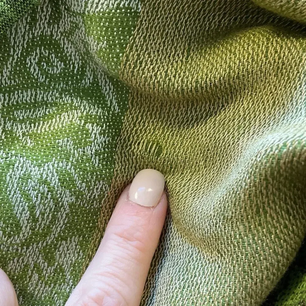 Pashmina Olive Green Paisley Fringe Shawl Wrap Scarf 23x72 Boho 100% Pashmina